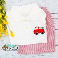 Personalized Firetruck Collared Shirt