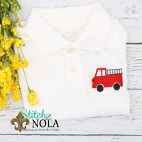 Personalized Firetruck Collared Shirt