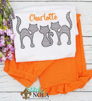 Personalized Halloween Black Cat Trio Sketch Shirt
