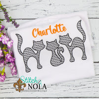 Personalized Halloween Black Cat Trio Sketch Shirt