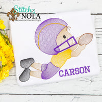 Personalized Purple and Gold Football Player Sketch Shirt