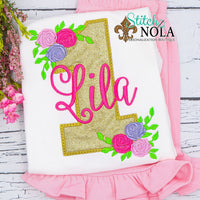 Personalized Birthday Flowers Appliqué