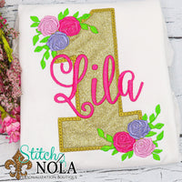 Personalized Birthday Flowers Appliqué