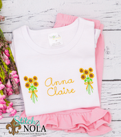 Personalized Sunflower Bunch Sketch Shirt