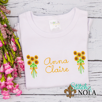 Personalized Sunflower Bunch Sketch Shirt