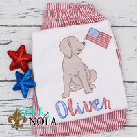 Personalized Lab Puppy With American Flag Sketch Shirt