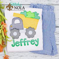 Personalized St. Patrick's Day Dump Truck with Clovers Sketch Shirt