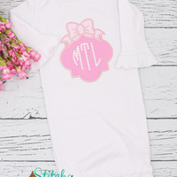 Personalized Baby Ornament with Monogram & Bow Applique Shirt