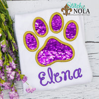 Personalized Flip Sequin Paw Print Applique Shirt
