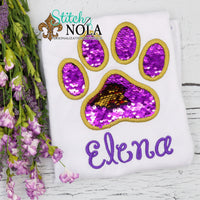 Personalized Flip Sequin Paw Print Applique Shirt