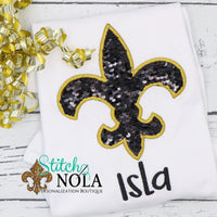 Personalized Flip Sequin Fleur de Lis Applique Shirt