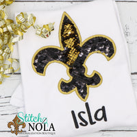 Personalized Flip Sequin Fleur de Lis Applique Shirt
