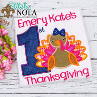Personalized My 1st Thanksgiving Turkey Applique Shirt