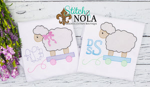 Personalized Easter Lamb On Wagon With Monogram Sketch Shirt