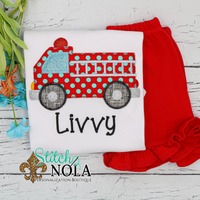 Personalized Firetruck Applique Shirt