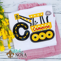 Personalized Construction Crane Alpha Appliqué Shirt