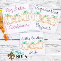 Personalized Sibling Vintage Pumpkin Trio Shirt