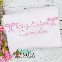 Personalized Big Sister With Bows Sketch Shirt
