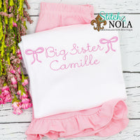 Personalized Big Sister With Bows Sketch Shirt