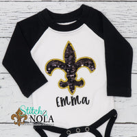 Personalized Flip Sequin Fleur de Lis Applique Shirt