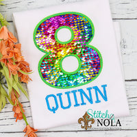 Personalized Birthday Flip Sequin Applique Shirt