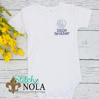 Personalized Little Brother With Initials Sketch Shirt