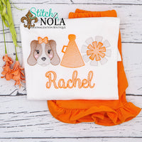 Personalized Orange and White Hound Football Trio Sketch Shirt
