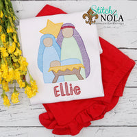 Personalized Christmas Jesus in Manger Sketch Shirt