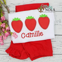 Personalized Strawberry Trio Applique Shirt