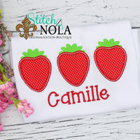 Personalized Strawberry Trio Applique Shirt