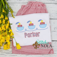 Personalized Baby Boat Trio Sketch Shirt