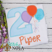 Personalized Birthday Balloon Bunch Appliqué Shirt