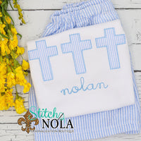 Personalized Seersucker Easter Cross Trio Appliqué Shirt