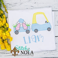 Personalized Coupe Pulling Easter Bunny in Wagon Sketch Shirt