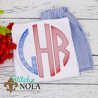 Personalized Patriotic Flag Circle Monogram Sketch Shirt