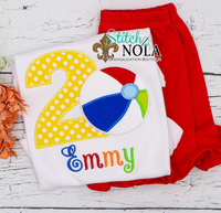 Personalized Birthday Beach Ball Appliqué Shirt