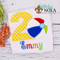 Personalized Birthday Beach Ball Appliqué Shirt