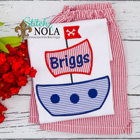 Personalized Pirate Ship Applique Shirt