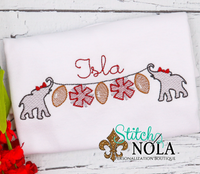 PERSONALIZED RED AND BLACK FOOTBALL ON A STRING SKETCH SHIRT