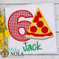 Personalized Birthday Pizza Appliqué Shirt