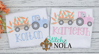 Personalized Easter Bunny Driving Tractor Pulling Carrots Sketch Shirt
