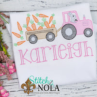 Personalized Easter Bunny Driving Tractor Pulling Carrots Sketch Shirt