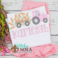 Personalized Easter Bunny Driving Tractor Pulling Carrots Sketch Shirt