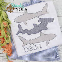 Personalized Shark Trio Sketch Shirt