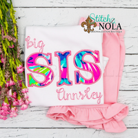 Personalized Tropical Big Sis Applique Shirt
