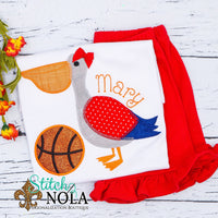 Personalized Red and Blue Pelican Basketball Applique Shirt