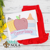 Personalized Back to School Pencil, Apple, Glue with Banner Sketch Shirt