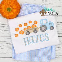 Personalized Pumpkin Tractor Sketch Shirt