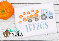 Personalized Pumpkin Tractor Sketch Shirt