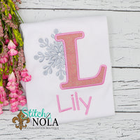 Personalized Christmas Snowflake Alpha Applique Shirt